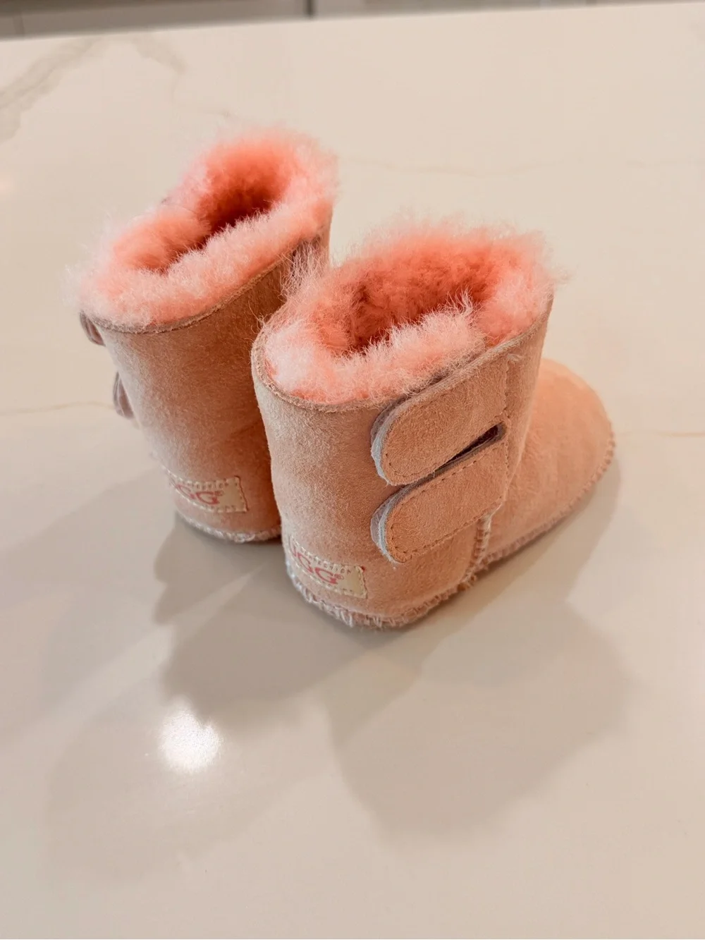 UGG Kids Soft Pink Sheepskin Booties